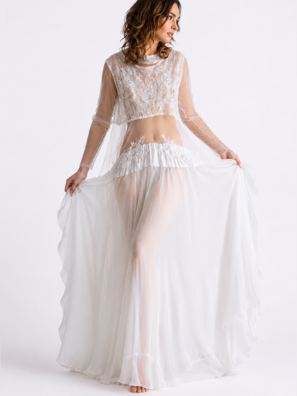 Vintage wedding dress silk medium size fits most xs-l plz read!!!